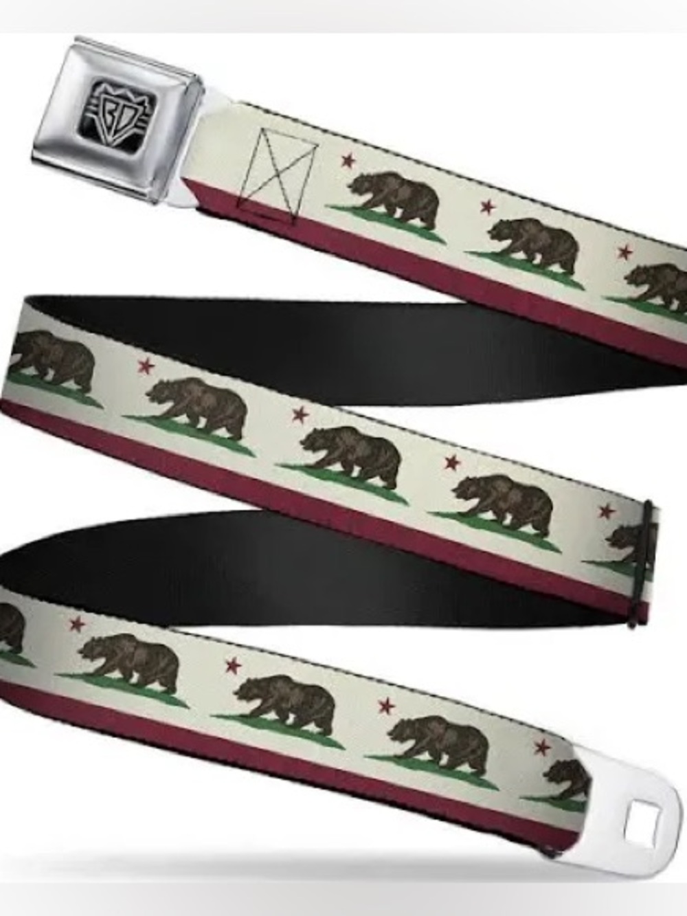 Buckle Down Seatbelt Belt California Republic Adjustable Unisex Unique